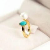 Natural Turquoise S925 Sterling Silver Plated Argent Pur Women's Tail Ring