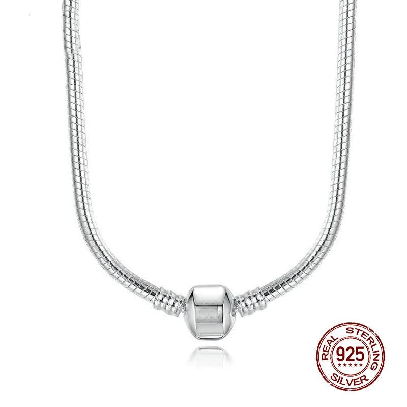 925 Sterling Silver Snake Chain Necklace Heart Love Wedding DIY Jewelry