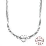 925 Sterling Silver Snake Chain Necklace Heart Love Wedding DIY Jewelry