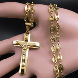 Jesus Cross Crucifix Pendant Necklace Stainless Steel Christian Chain Jewelry