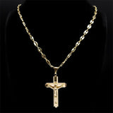 Jesus Cross Crucifix Pendant Necklace Stainless Steel Christian Chain Jewelry