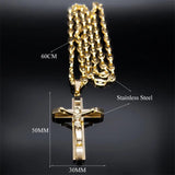Jesus Cross Crucifix Pendant Necklace Stainless Steel Christian Chain Jewelry
