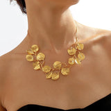 Exaggerated Leaf Pendant Choker Necklace Vintage Adjustable Box Chain Collares