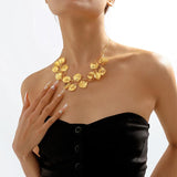 Exaggerated Leaf Pendant Choker Necklace Vintage Adjustable Box Chain Collares