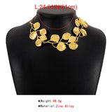 Exaggerated Leaf Pendant Choker Necklace Vintage Adjustable Box Chain Collares