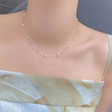 925 Silver Pearl Chain Choker Necklace for Women