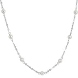 925 Silver Pearl Chain Choker Necklace for Women