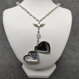 Heart Locket Rosary Style Necklace