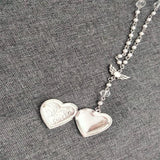 Heart Locket Rosary Style Necklace