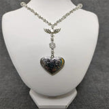 Heart Locket Rosary Style Necklace