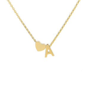 Minimalism Initial Necklace A-Y With Heart Pendants