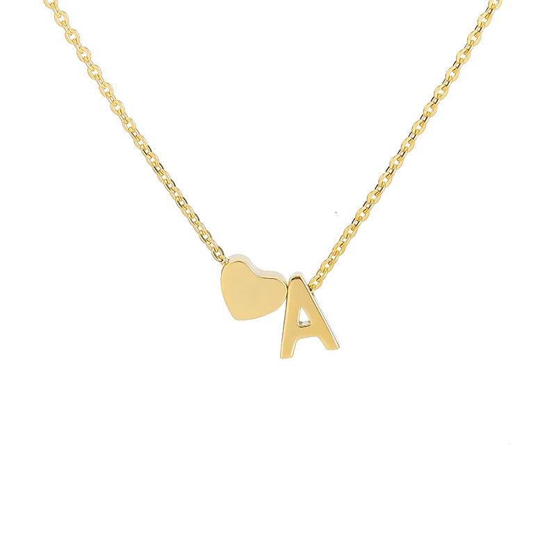 Minimalism Initial Necklace A-Y With Heart Pendants