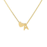 Minimalism Initial Necklace A-Y With Heart Pendants