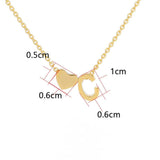 Minimalism Initial Necklace A-Y With Heart Pendants