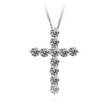 Silver Cross Christian Pendant Necklace Zirconia Chain