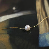 Temperament Freshwater Pearl Necklace Short Chain Stainless Steel 18k Plated
