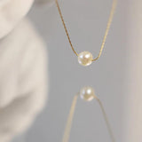 Temperament Freshwater Pearl Necklace Short Chain Stainless Steel 18k Plated