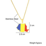Romania Map Flag Necklace Stainless Steel Silver Charm