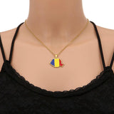 Romania Map Flag Necklace Stainless Steel Silver Charm