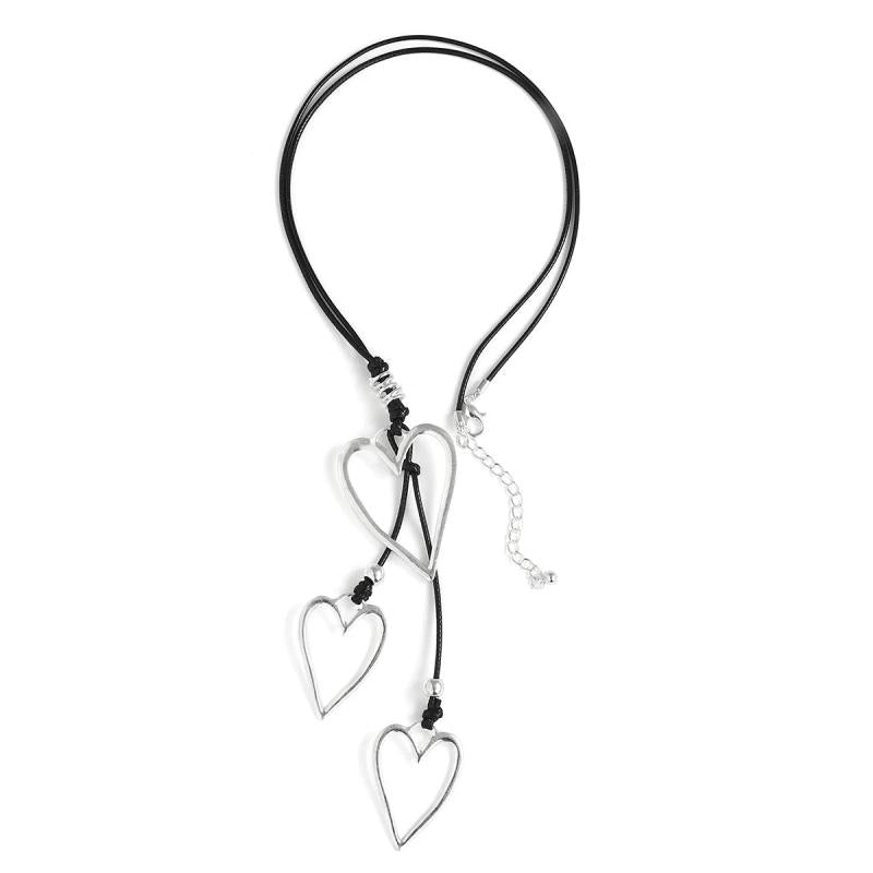 Big Hollow Silver Love Heart Pendant Necklaces
