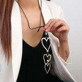 Big Hollow Silver Love Heart Pendant Necklaces