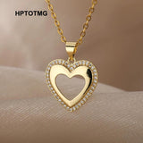 Goth Heart Necklace Stainless Steel Wedding Jewelry