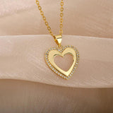 Goth Heart Necklace Stainless Steel Wedding Jewelry