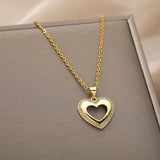Goth Heart Necklace Stainless Steel Wedding Jewelry
