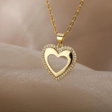 Goth Heart Necklace Stainless Steel Wedding Jewelry