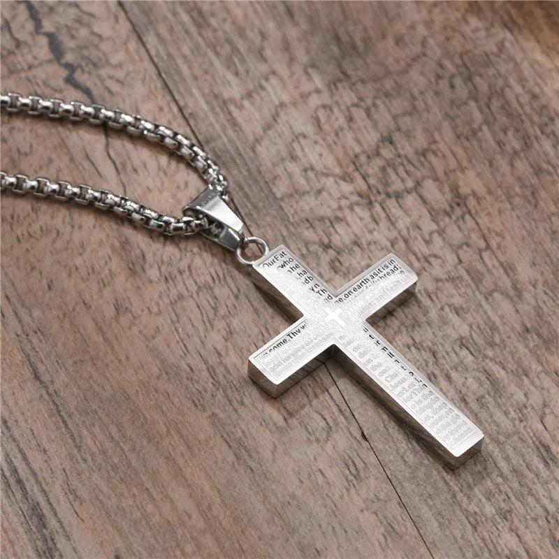 Vintage Christian Cross Necklace Pendant for Men