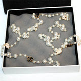 Long Pearl Necklace Flower Double Layer Collane Lunghe Donna
