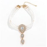 Exaggerated Multilayer Pearl Necklace Rhinestone Clavicle Chain