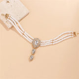 Exaggerated Multilayer Pearl Necklace Rhinestone Clavicle Chain