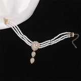 Exaggerated Multilayer Pearl Necklace Rhinestone Clavicle Chain