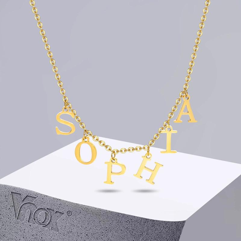 Custom Stainless Steel Name Necklaces for Women, Initial Letters