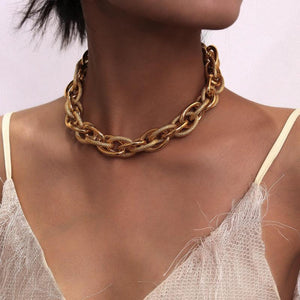 Punk Lock Choker Necklace Pendant Women Chunky Chain Necklace Steampunk Men