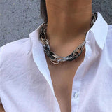 Punk Lock Choker Necklace Pendant Women Chunky Chain Necklace Steampunk Men