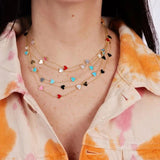 Pink Enamel Heart Pendant Necklace for Women 41+5cm