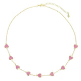 Pink Enamel Heart Pendant Necklace for Women 41+5cm