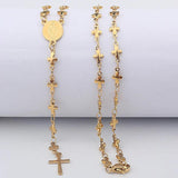 N419 Stainless Steel Cross and Virgin Mary Pendant Necklace