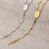 N419 Stainless Steel Cross and Virgin Mary Pendant Necklace