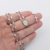 N419 Stainless Steel Cross and Virgin Mary Pendant Necklace