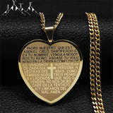 Heart Shape Bible Cross Necklace Women Stainless Steel Long Chain Necklaces