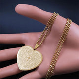 Heart Shape Bible Cross Necklace Women Stainless Steel Long Chain Necklaces