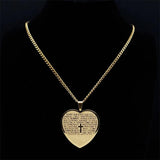 Heart Shape Bible Cross Necklace Women Stainless Steel Long Chain Necklaces