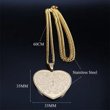 Heart Shape Bible Cross Necklace Women Stainless Steel Long Chain Necklaces