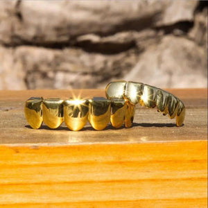 RACHELZ Hip Hop Teeth Grillz Real Plated Top Bottom Tooth Caps Dental Grills