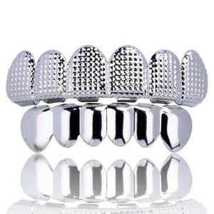 RACHELZ Hip Hop Waffle Pattern Teeth Grillz 14K Plated Dental Grills