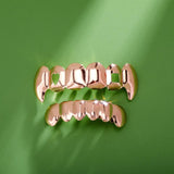 Hollow Heart Teeth Grillz 14K Plated Fangs Tooth Caps Dental Grills