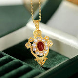S925 Red Agate Pearl Pendant Natural Hetian Jade